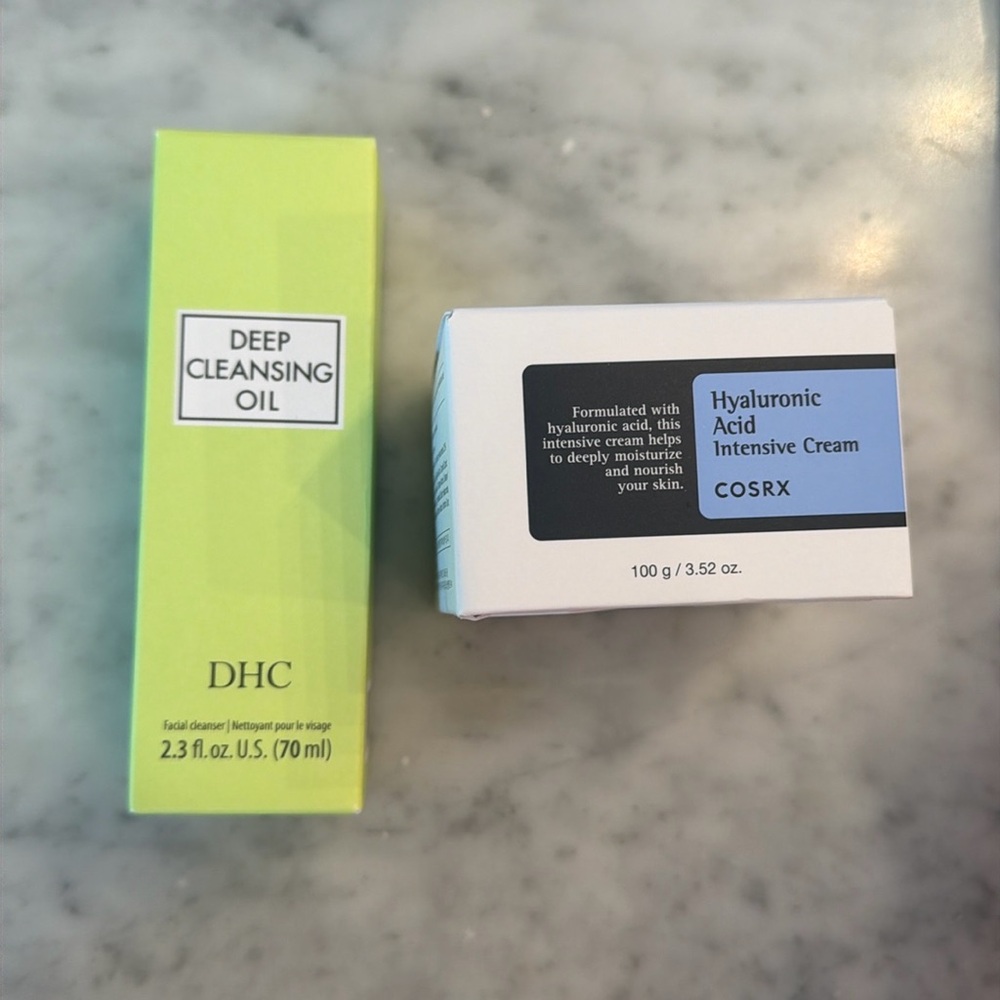 DHC Cleansing Oil & Cosrx Hyaluronic Acid Cream